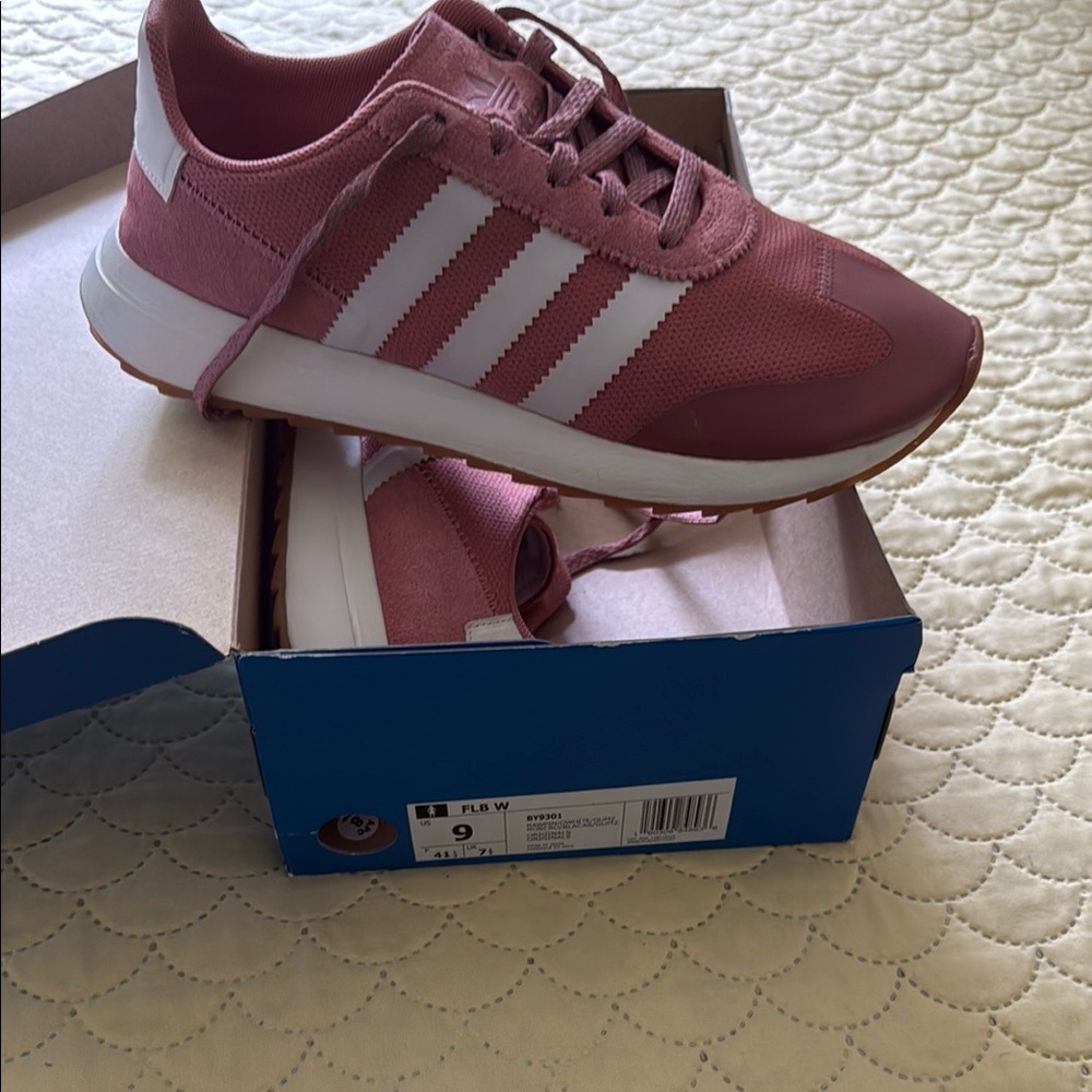 Adidas Pink and White Sneakers Retro Style